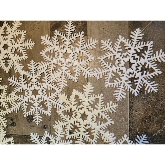 Snowflake glitter white set ornament Xmas Decor figure - Picture 5 of 9